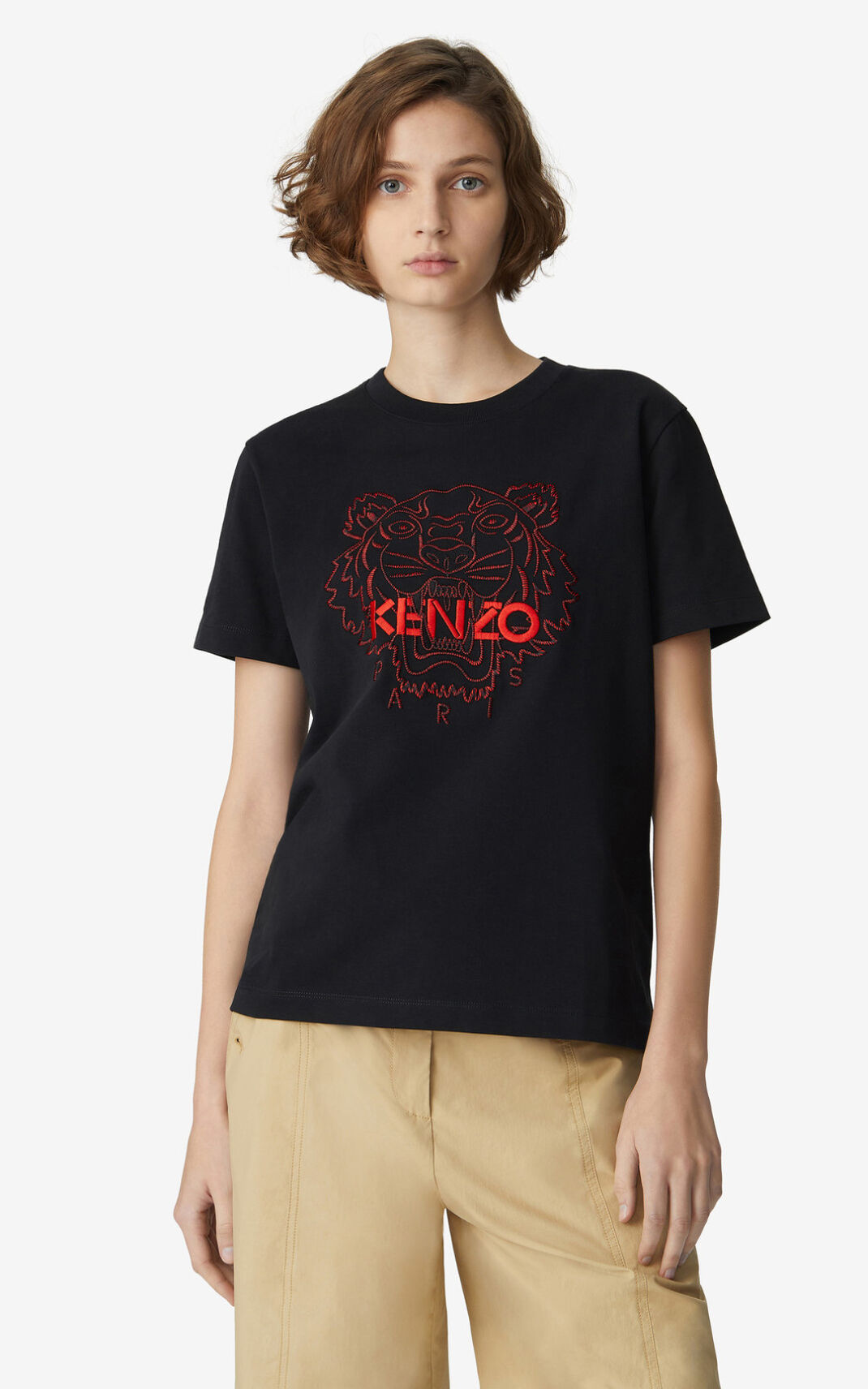 T Shirt Kenzo Femme Tiger loose fitting Noir UYISN-5409